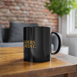 "Real Leaders Share Credit" – Schwarze Leadership-Tasse mit goldener Typografie (325 ml)