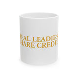 Keramiktasse „REAL LEADERS SHARE CREDIT“ (325 ml)