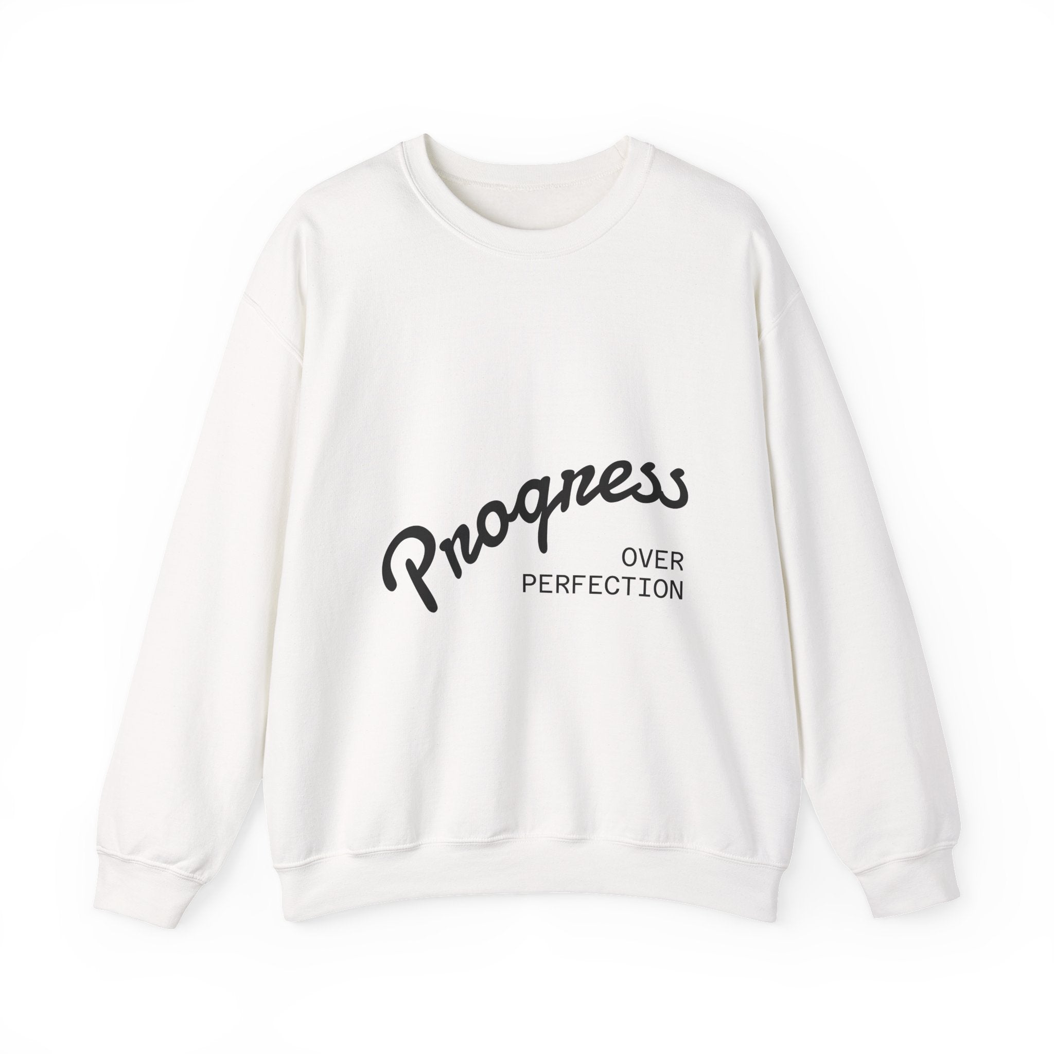 "Progress Over Perfection" – Crewneck Sweatshirt über Klarheit & Wachstum