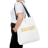 "Real Leaders Share Credit" – Tote Bag über Leadership & Verantwortung