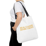 "Real Leaders Share Credit" – Tote Bag über Leadership & Verantwortung