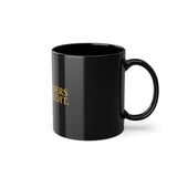 "Real Leaders Share Credit" – Schwarze Leadership-Tasse mit goldener Typografie (325 ml)