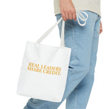 "Real Leaders Share Credit" – Tote Bag über Leadership & Verantwortung